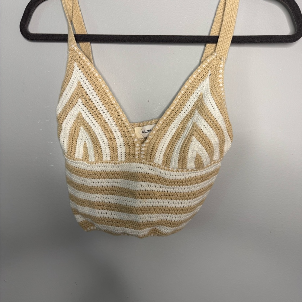 Willow & Wind Beige and White Knit Top